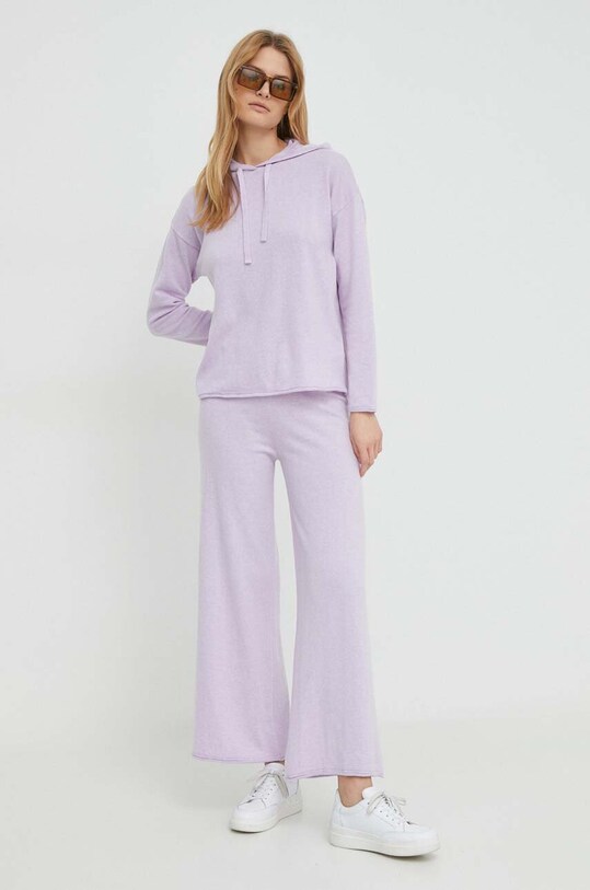 United Colors of Benetton pantaloni de trening cu amestec de lână 1035DF00F violet AW24
