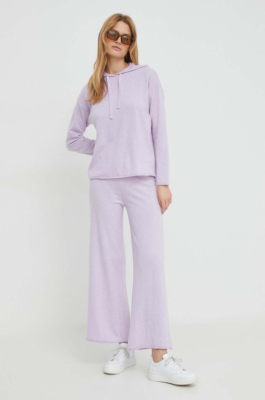 United Colors of Benetton spodnie dresowe z domieszką wełny 1035DF00F fioletowy AW24