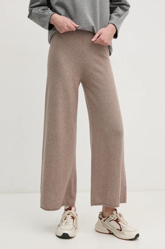 United Colors of Benetton spodnie dresowe z domieszką wełny dzianina beżowy 1035DF00F