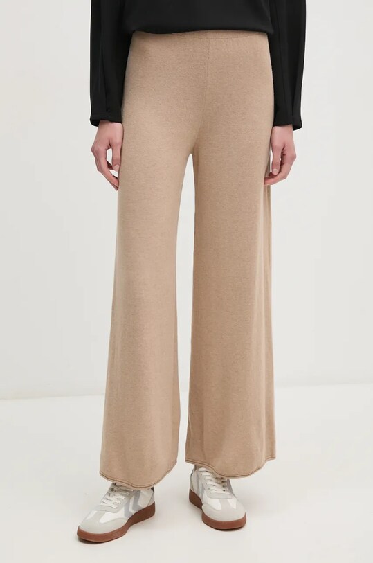 United Colors of Benetton pantaloni de trening cu amestec de lână tricotaj bej 1035DF00F