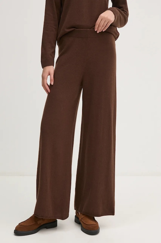 United Colors of Benetton spodnie dresowe z domieszką wełny brązowy 1035DF00F