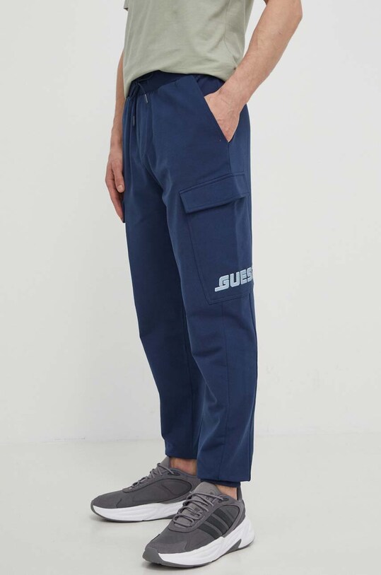 Хлопковые спортивные штаны Guess EWAN с эластаном тёмно-синий Z4GB06.K6ZS1