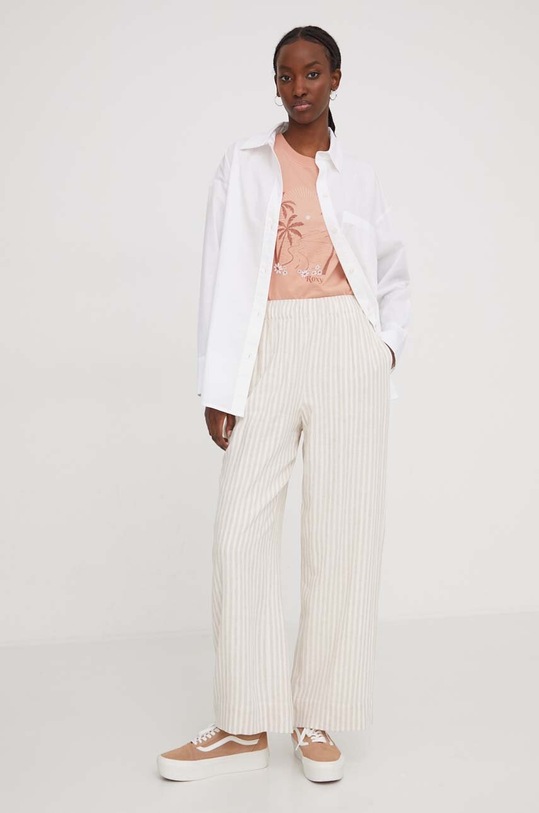 Plátěné kalhoty Abercrombie & Fitch KI156.4122.109 béžová SS24