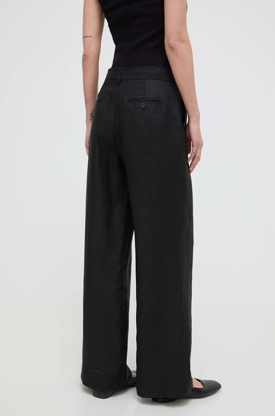 Odzież Weekend Max Mara spodnie lniane 2415131022600 czarny