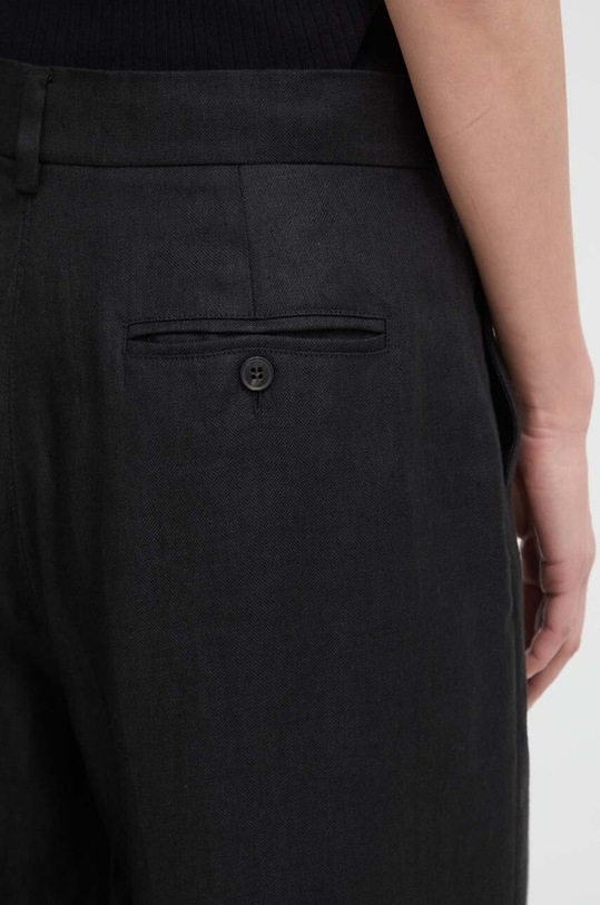 Weekend Max Mara spodnie lniane 2415131022600 czarny