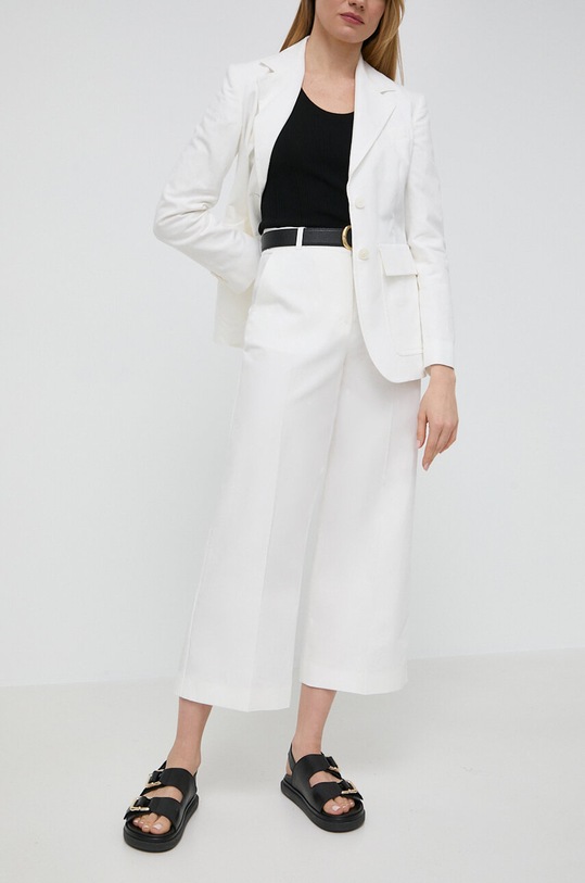 Weekend Max Mara spodnie z domieszką lnu tkanina beżowy 2415131042600