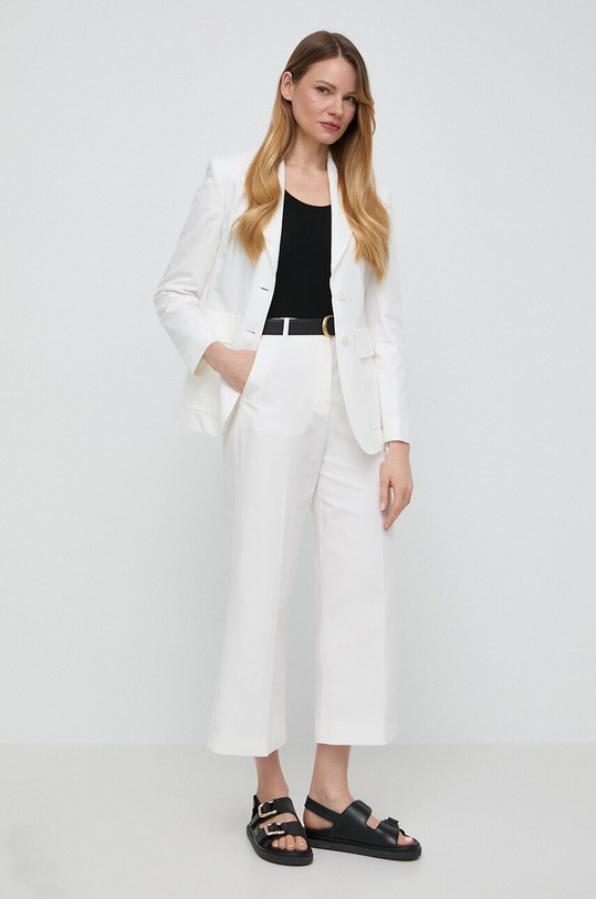 Weekend Max Mara spodnie z domieszką lnu 2415131042600 beżowy SS24