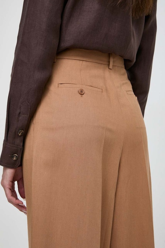 Παντελόνι με λινό Weekend Max Mara καφέ 2415131062600