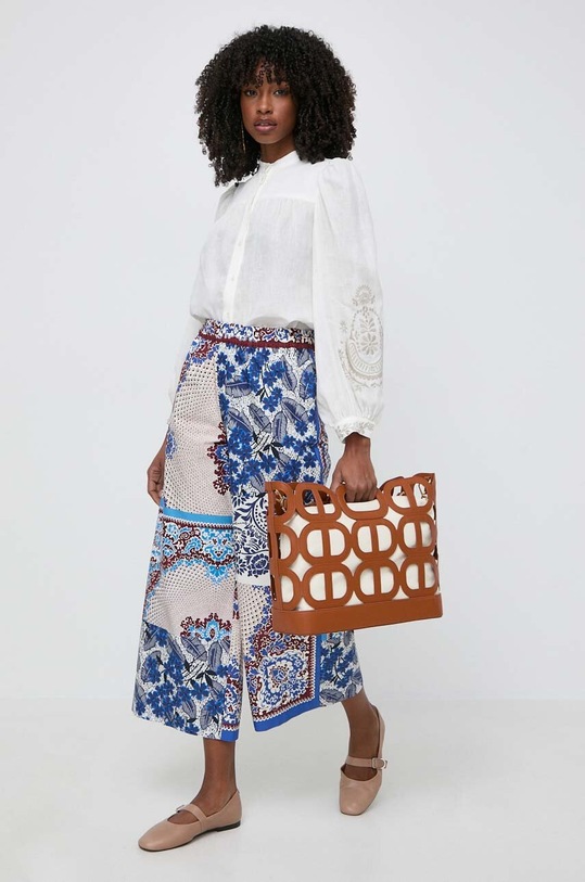 Bavlněné kalhoty Weekend Max Mara 2415131112600 modrá SS24