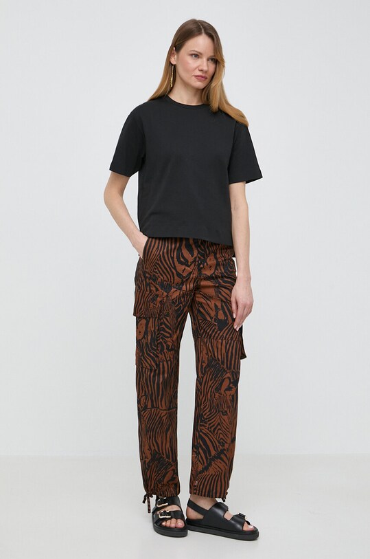 Weekend Max Mara spodnie bawełniane 2415131132600 brązowy SS24