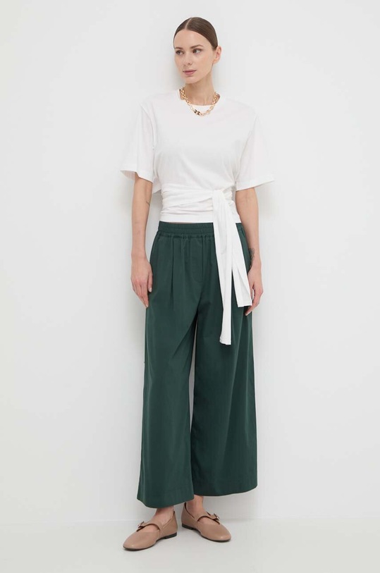 Weekend Max Mara pantaloni de bumbac 2415131142600 verde SS24