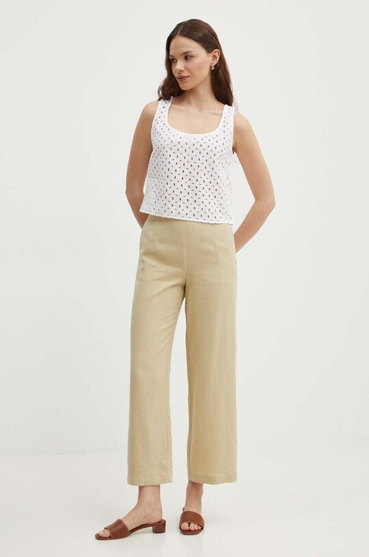 United Colors of Benetton pantaloni din amestec de in 4ENBDF06Q bej SS24