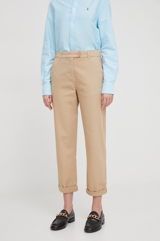 United Colors of Benetton spodnie z elastanem beżowy 4GD7DF007