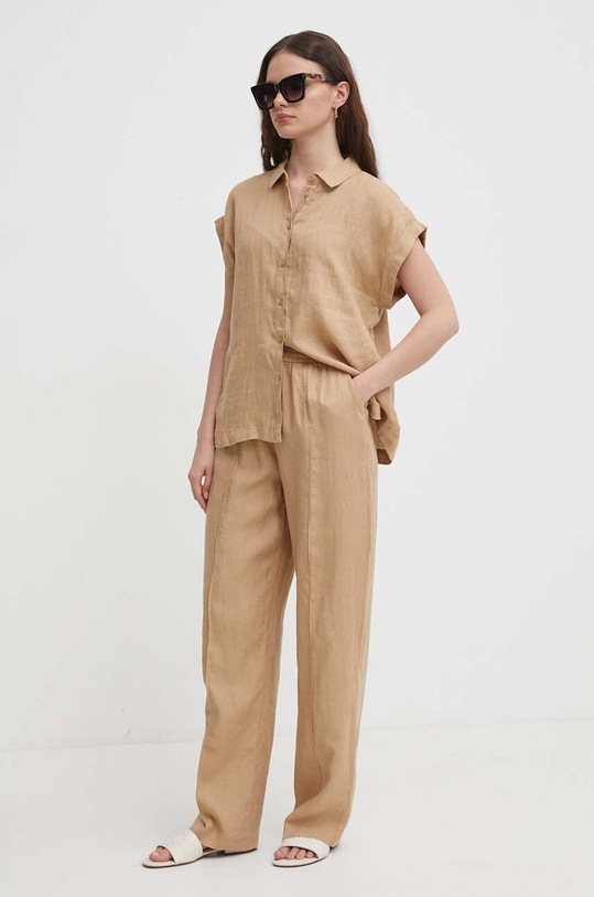 Льняные брюки United Colors of Benetton 4AGHDF03C бежевый SS24