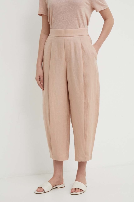 United Colors of Benetton spodnie lniane tkanina różowy 4AGH55AF4