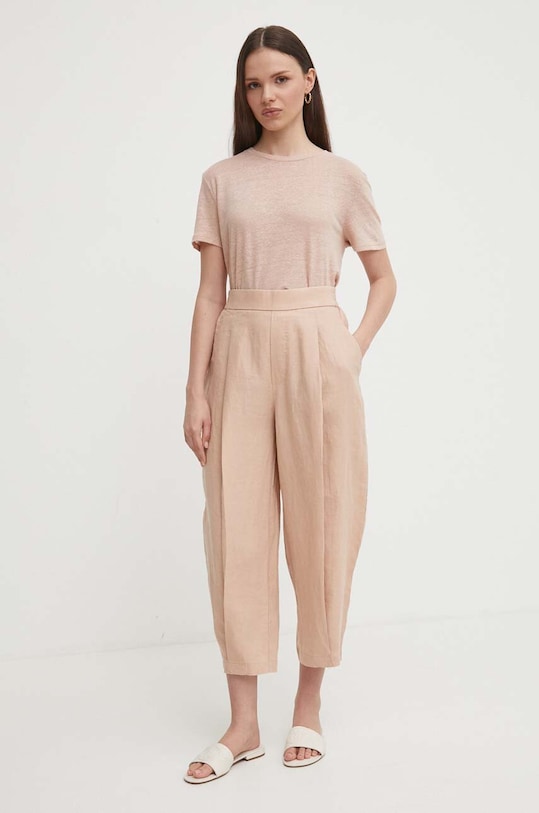 United Colors of Benetton spodnie lniane 4AGH55AF4 różowy SS24