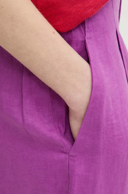United Colors of Benetton spodnie lniane fioletowy 4AGH55AF4
