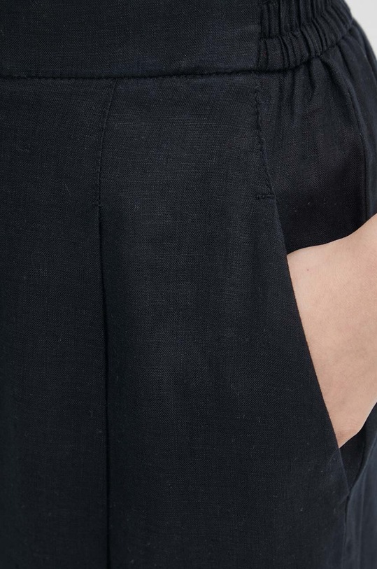 Ľanové nohavice United Colors of Benetton čierna 4AGH55AF4