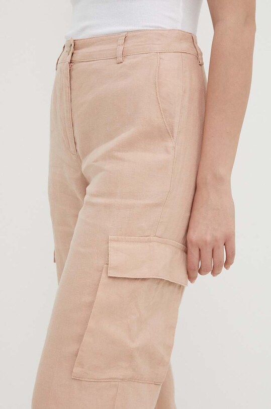 Льняные брюки United Colors of Benetton розовый 4AGHDF05V