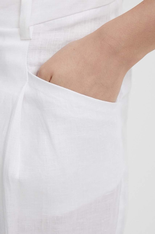 United Colors of Benetton spodnie lniane biały 4AGHDF05W
