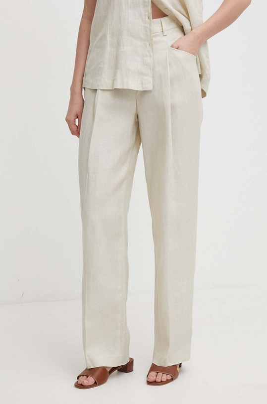Льняные брюки United Colors of Benetton лён бежевый 4AGHDF05W