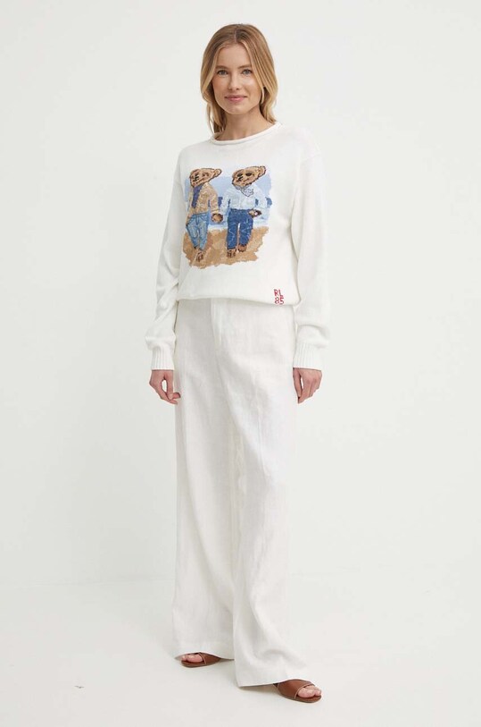 Polo Ralph Lauren pantaloni in lino 211935391 bianco SS24