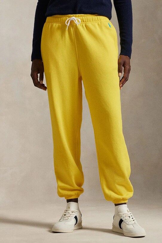 Polo Ralph Lauren pantaloni della tuta di cotone 211935585 giallo SS25
