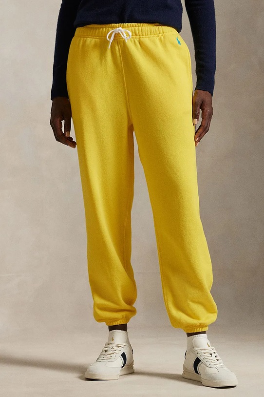 Хлопковые спортивные штаны Polo Ralph Lauren мелкий узор жёлтый 211935585