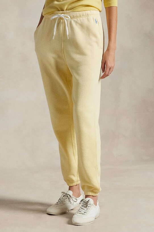 Βαμβακερό παντελόνι Polo Ralph Lauren 211935585 κίτρινο SS25