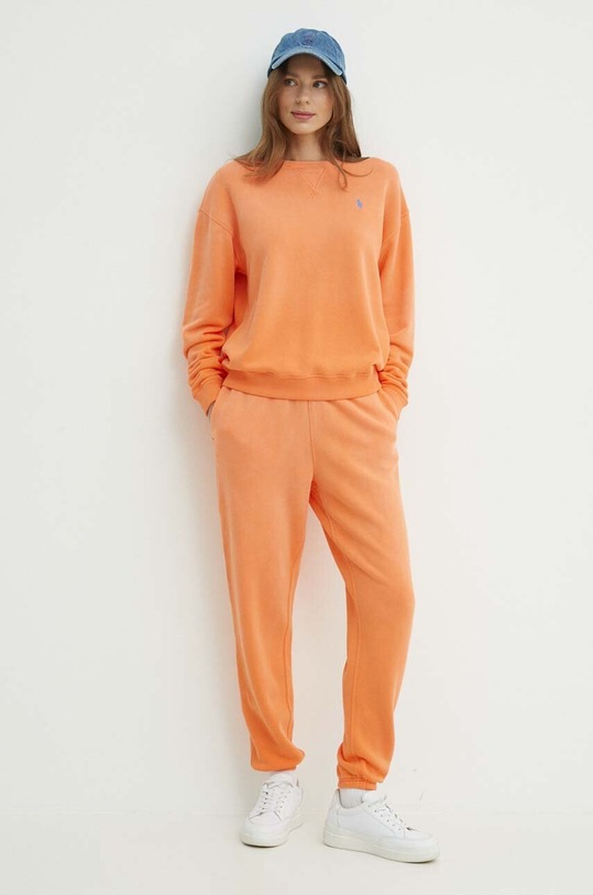 Polo Ralph Lauren pantaloni de trening din bumbac 211935585 portocaliu SS25