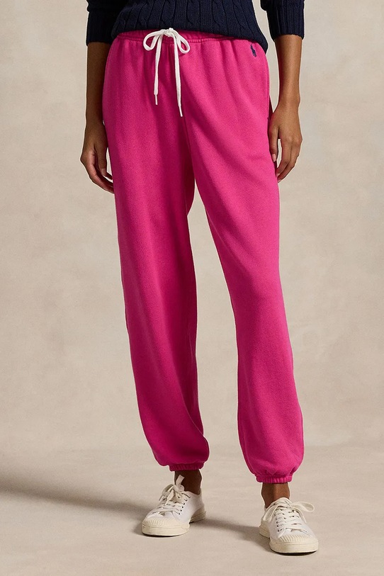 Polo Ralph Lauren spodnie dresowe bawełniane dzianina różowy 211935585