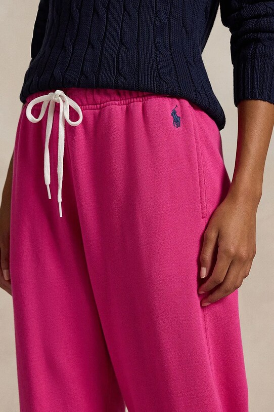 Βαμβακερό παντελόνι Polo Ralph Lauren ροζ 211935585
