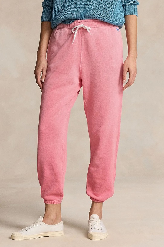 Bavlněné tepláky Polo Ralph Lauren pletenina růžová 211935585