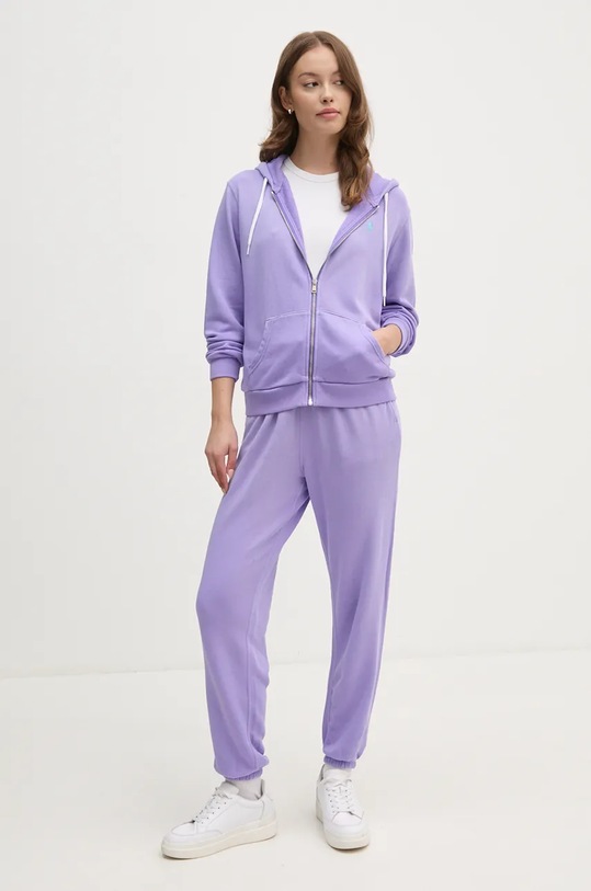 Pamučni donji dio trenirke Polo Ralph Lauren 211935585 ljubičasta SS25