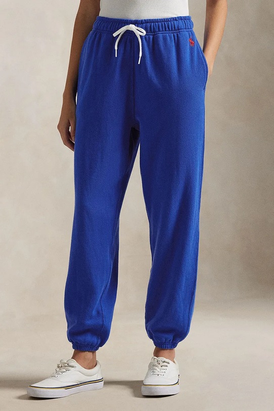 Бавовняні спортивні штани Polo Ralph Lauren дрібний узор блакитний 211935585