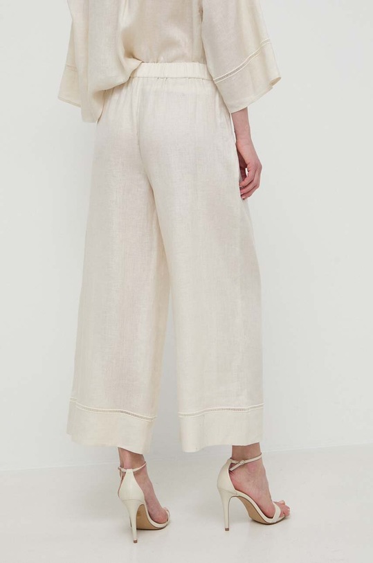 Odzież Max Mara Leisure spodnie lniane 2416131048600 beżowy