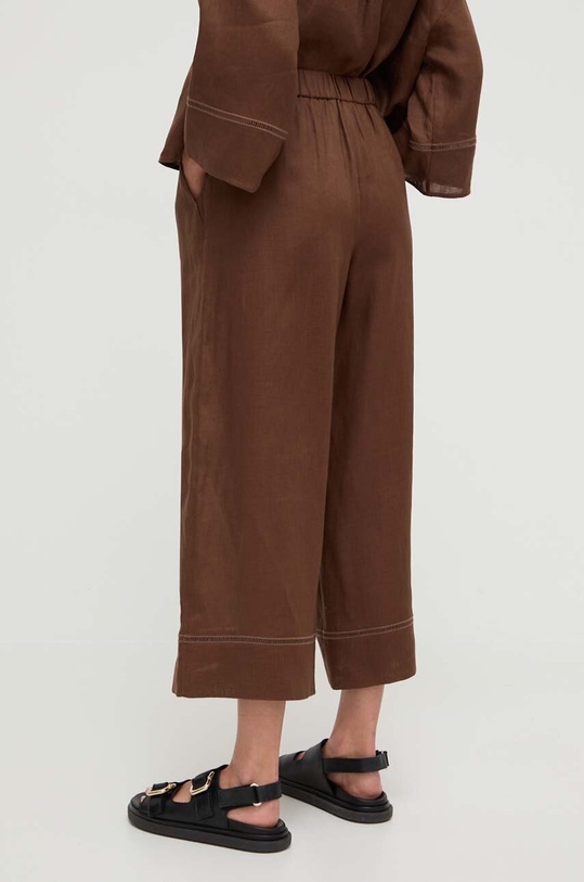 Odzież Max Mara Leisure spodnie lniane 2416131048600 brązowy