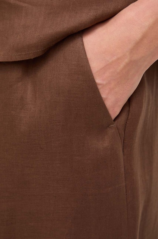 Max Mara Leisure spodnie lniane brązowy 2416131048600