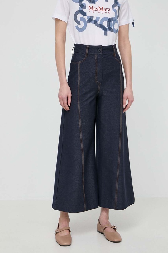 Max Mara Leisure spodnie z elastanem granatowy 2416781018600
