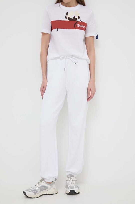 Max Mara Leisure pantaloni de trening tricotaj alb 2416781038600