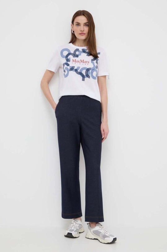 Max Mara Leisure spodnie z elastanem granatowy 2416781108600
