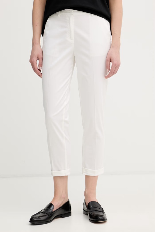 Sisley παντελόνι γυναικείο βαμβάκι με ελαστάν λευκό 4ED4LF00R