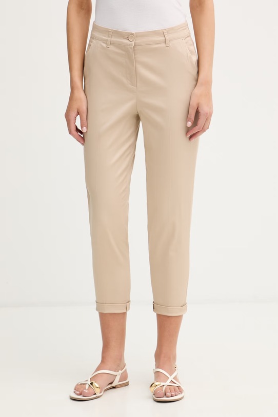 Sisley kalhoty dámské bavlněné s elastanem béžová 4ED4LF00R
