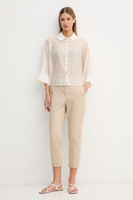 Sisley kalhoty dámské bavlněné s elastanem 4ED4LF00R béžová SS26