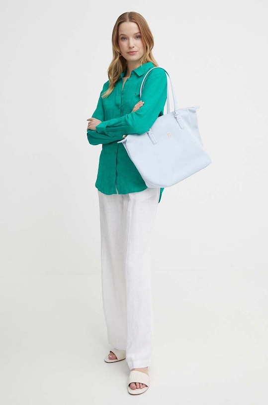 Sisley spodnie lniane 4AGHLF03U biały SS25