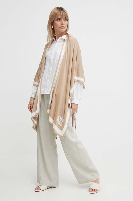 Plátěné kalhoty Sisley 4AGHLF03U béžová SS25