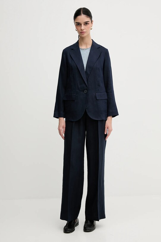 Льняные брюки Sisley 4AGHLF03U тёмно-синий SS25