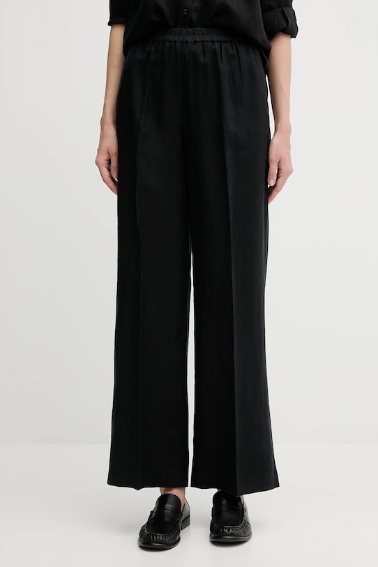 Sisley pantaloni din in negru 4AGHLF03U