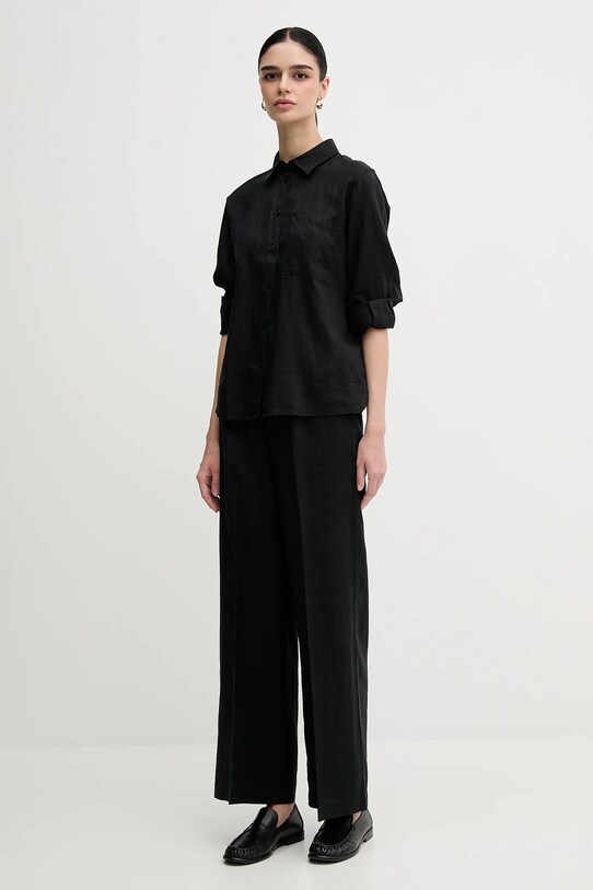 Льняні штани Sisley 4AGHLF03U чорний SS25