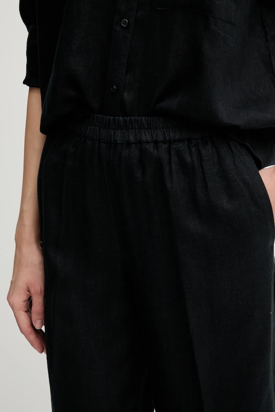 Sisley pantaloni din in negru 4AGHLF03U